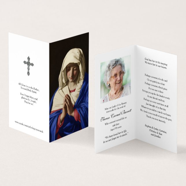 Catholic Prayer Cards | Virgin in Prayer (Inside and Outside)