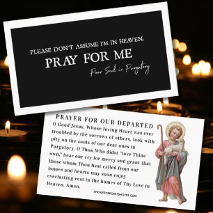 Catholic prayer for Souls in Purgatory Funeral  Place Card