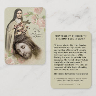 Catholic Prayer Holy Face St. Therese Religious Place Card