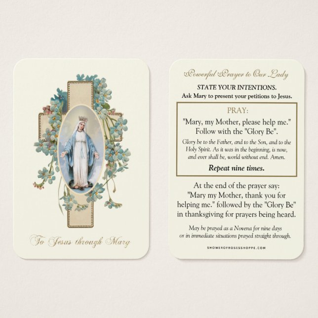 Catholic Prayer To Jesus through Mary  (Front & Back)