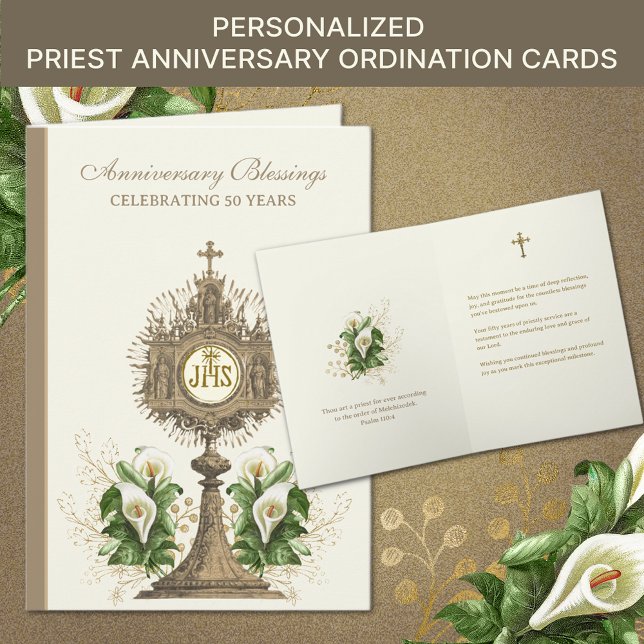 Catholic Priest Anniversary Ordination 50 Years Card (Traditional Catholic Priest Anniversary Ordination Cards)