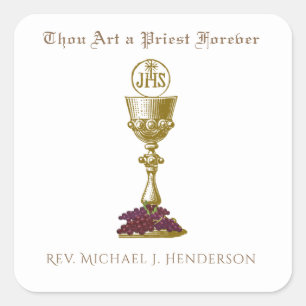 Catholic Priest Anniversary Ordination Chalice Square Sticker