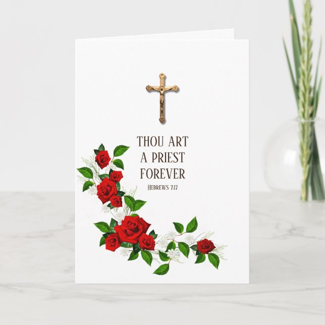 Catholic Priest Anniversary Ordination Crucifix Card (Front)