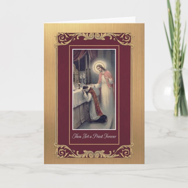 Catholic Priest Anniversary Ordination Holy Orders Card (Front)