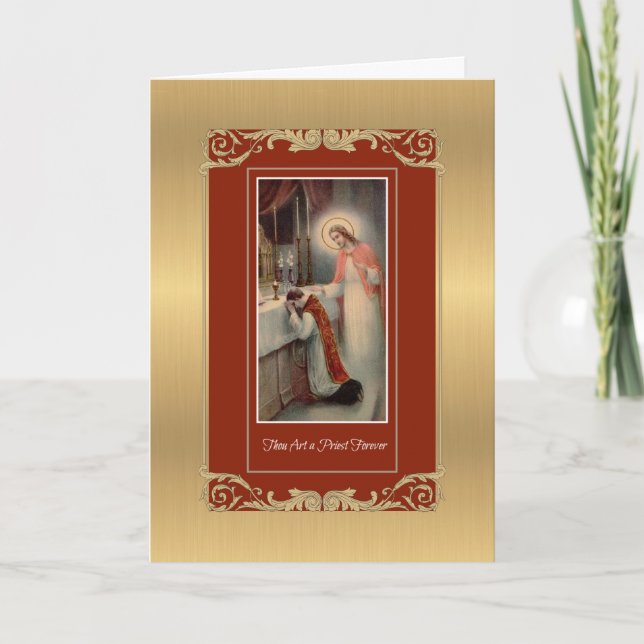 Catholic Priest Anniversary Ordination Holy Orders Card (Front)