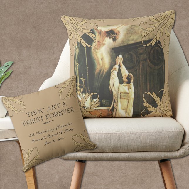 Catholic Priest Anniversary Ordination Holy Orders Cushion (Creator Uploaded)