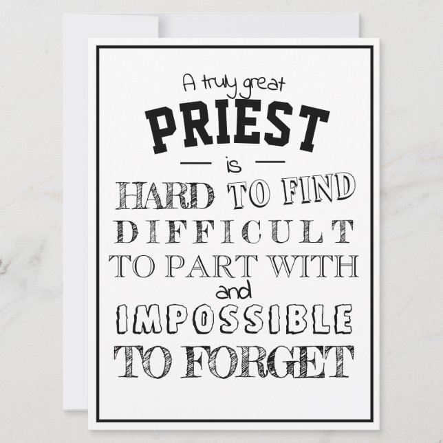 Catholic PRIEST Appreciation Thank you Gift Card (Front)