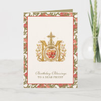 Catholic Priest Birthday Blessings Floral Gold