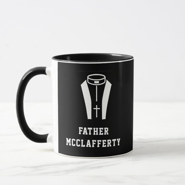Catholic Priest Black Clergy Collar Religious Mug (Left)