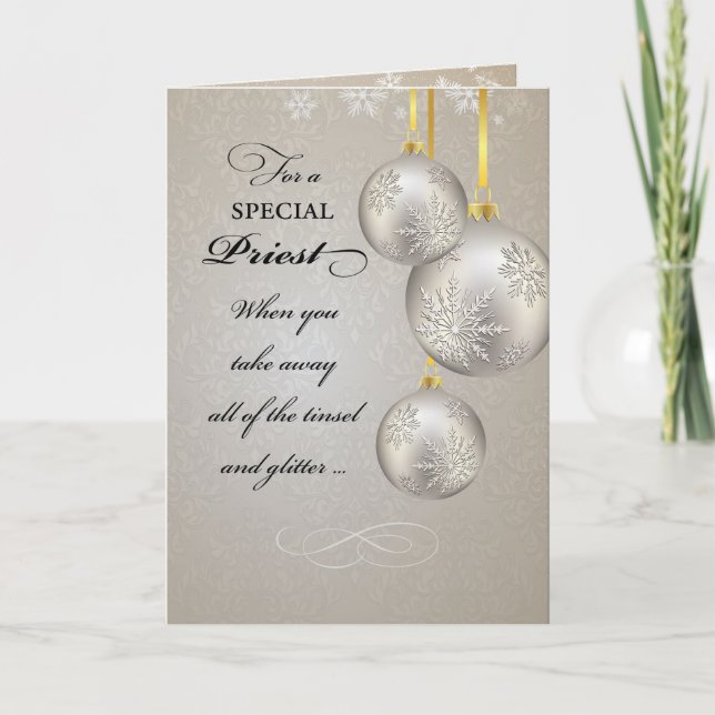 Catholic Priest Christmas, Elegant Holiday Card (Front)