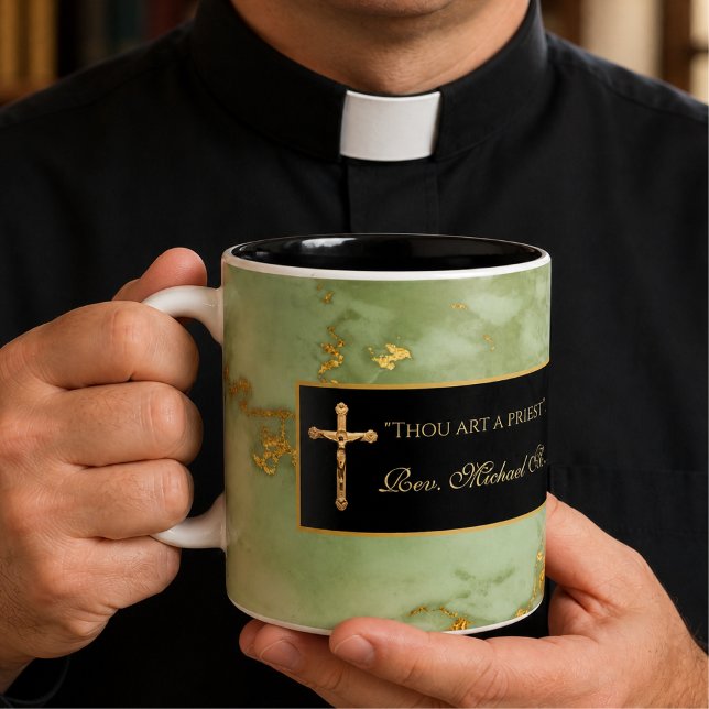 Catholic Priest Crucifix Marble Scripture Quote Two-Tone Coffee Mug (Creator Uploaded)