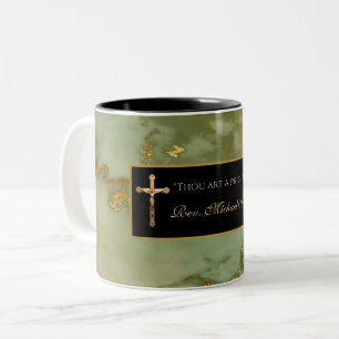 Catholic Priest Crucifix Marble Scripture Quote Two-Tone Coffee Mug