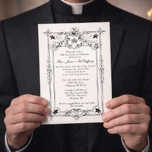 Catholic Priest Deacon Ordination Anniversary  Invitation