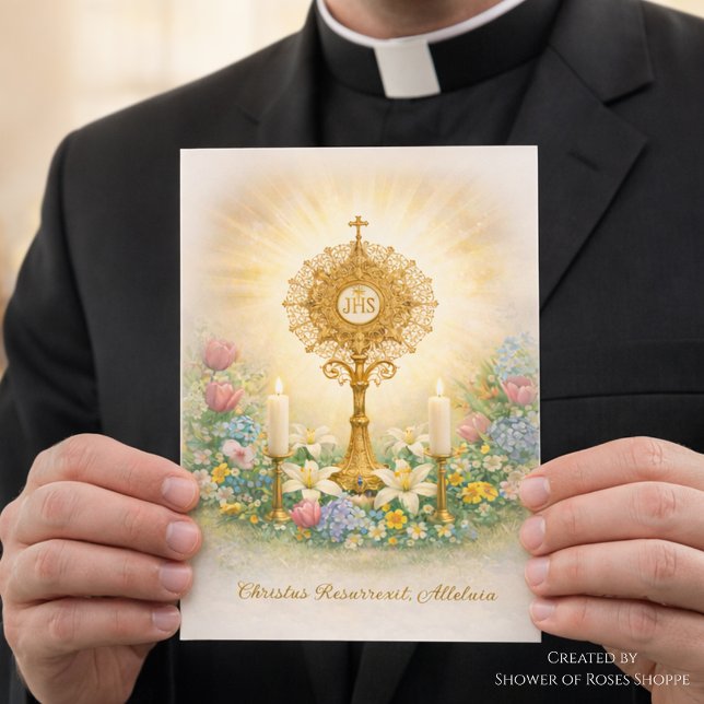 Catholic Priest Easter Floral Eucharistic Holiday Card (Creator Uploaded)