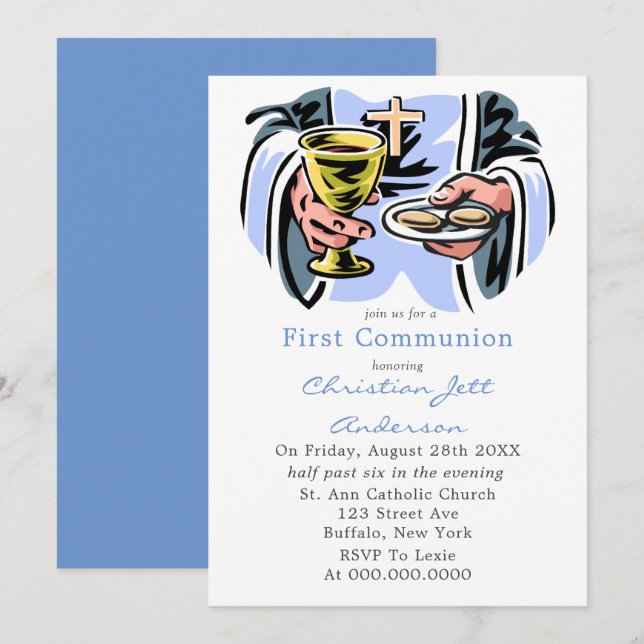 Catholic Priest First Communion  Invitation (Front/Back)