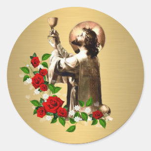 Catholic Priest Jesus Roses Clergy Holy Mass Classic Round Sticker
