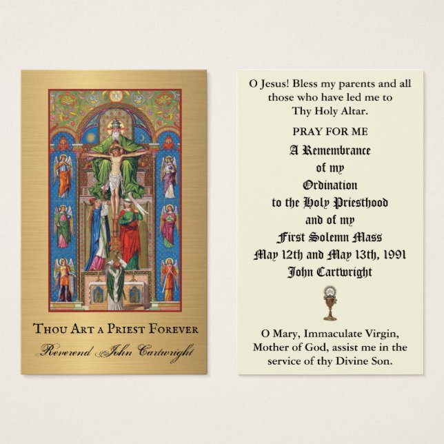 CATHOLIC PRIEST ORDINATION  ANNIVERSARY HOLY CARDS (Front & Back)