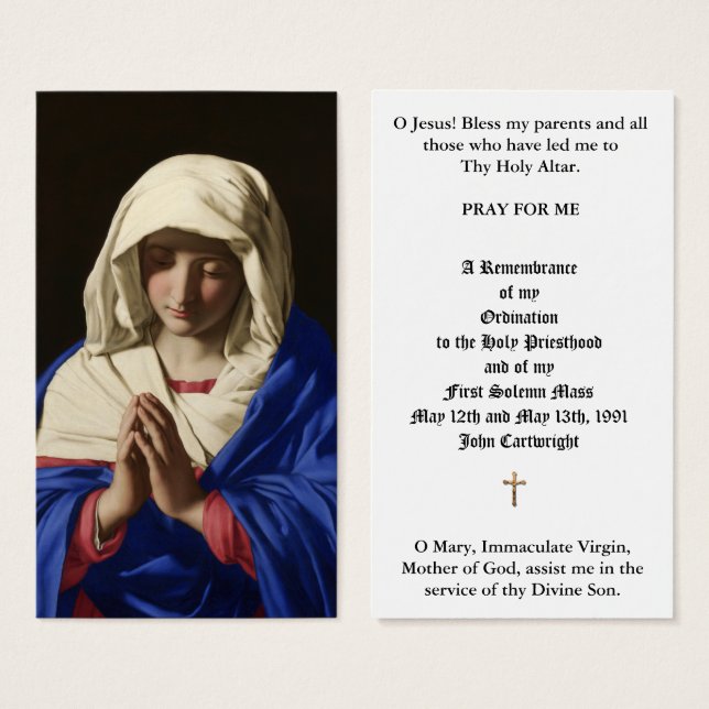 CATHOLIC PRIEST ORDINATION  ANNIVERSARY HOLY CARDS (Front & Back)