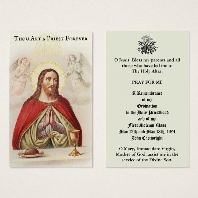 CATHOLIC PRIEST ORDINATION  ANNIVERSARY HOLY CARDS (Front & Back)