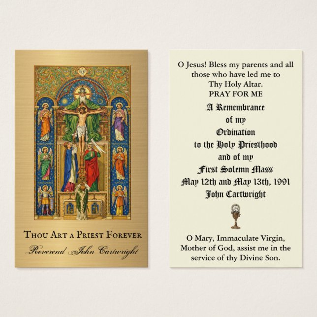 CATHOLIC PRIEST ORDINATION  ANNIVERSARY HOLY CARDS (Front & Back)