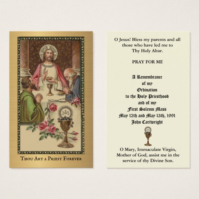 CATHOLIC PRIEST ORDINATION  ANNIVERSARY HOLY CARDS (Front & Back)