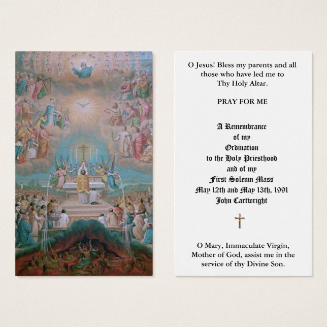 CATHOLIC PRIEST ORDINATION ANNIVERSARY HOLY CARDS (Front & Back)