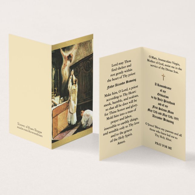 Catholic Priest Ordination Anniversary Holy Cards (Inside and Outside)