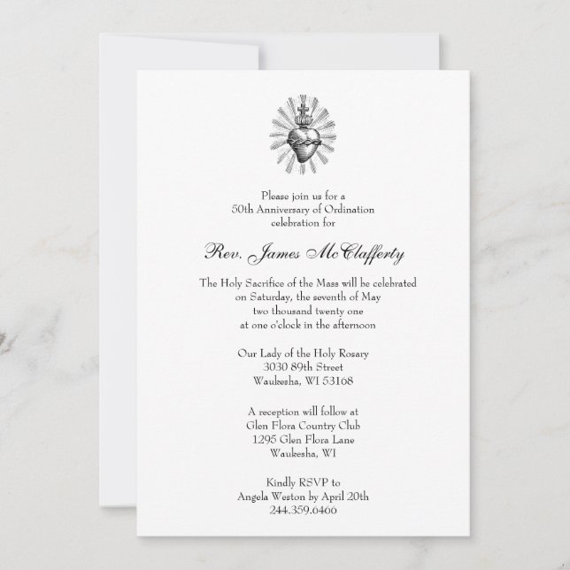 Catholic  Priest Ordination Anniversary Invitation (Front)