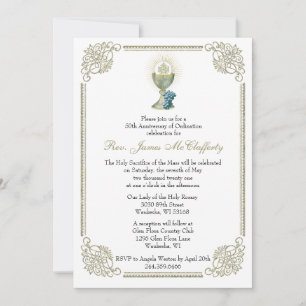 Catholic Priest Ordination Gold Anniversary Invitation