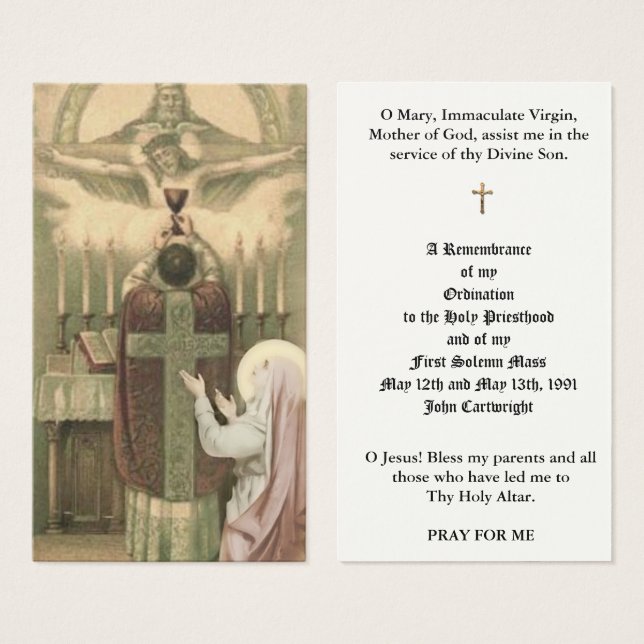CATHOLIC PRIEST ORDINATION HOLY CARDS (Front & Back)