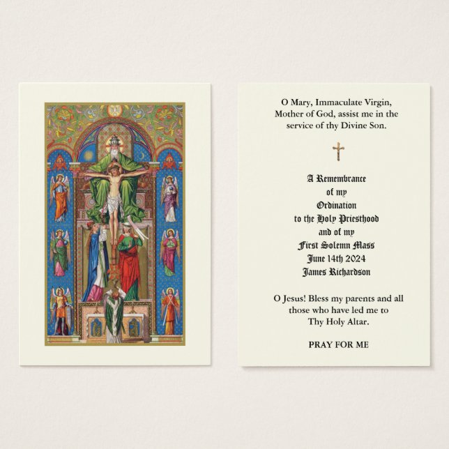 CATHOLIC PRIEST ORDINATION HOLY CARDS (Front & Back)