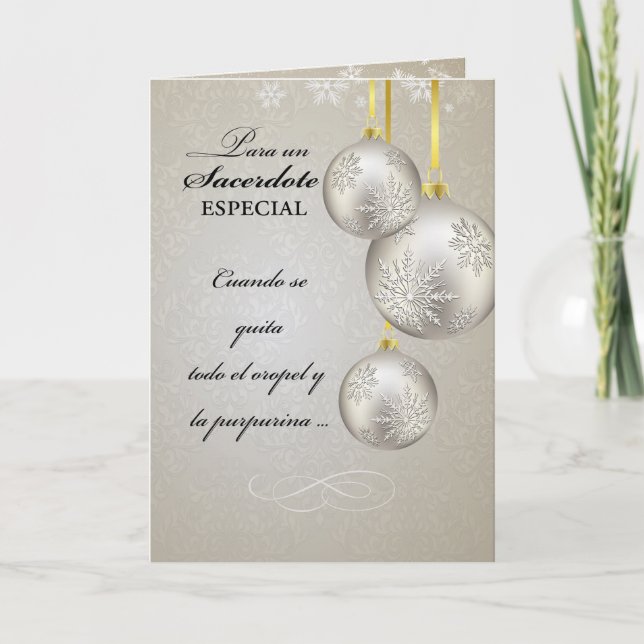 Catholic Priest , Spanish, Christmas, Elegant Holiday Card (Front)