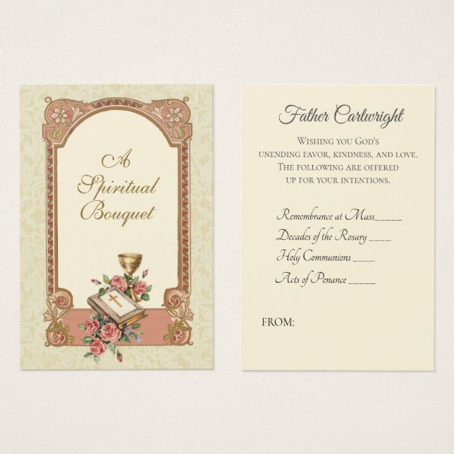 Catholic Priest Spiritual Bouquet Holy Cards (Front & Back)