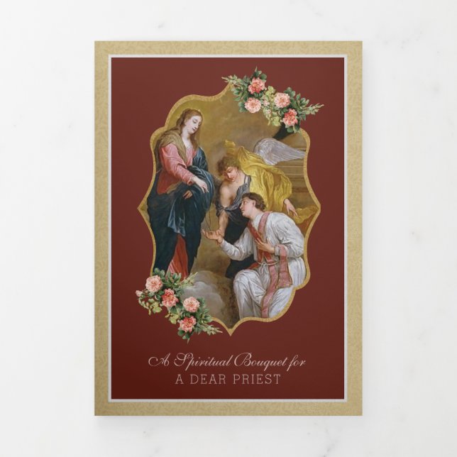Catholic Priest Spiritual Bouquet Valentine Prayer Tri-Fold Holiday Card (Cover)