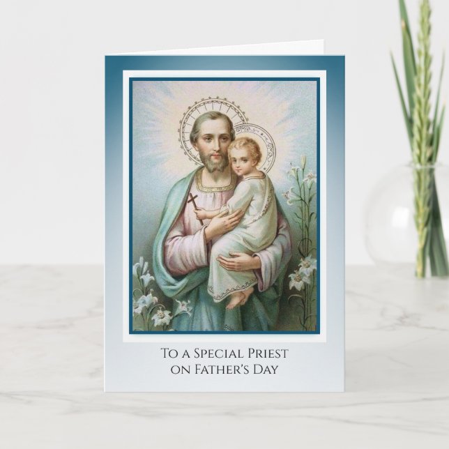 Catholic Priest St. Joseph  Jesus Fathers Day Card (Front)