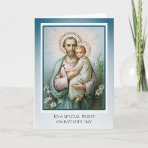 Catholic Priest St. Joseph Jesus Fathers Day Card