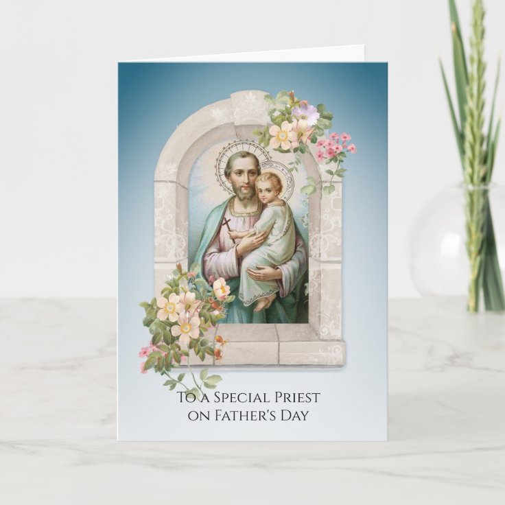Catholic Priest St. Joseph Jesus Fathers Day Card | Zazzle