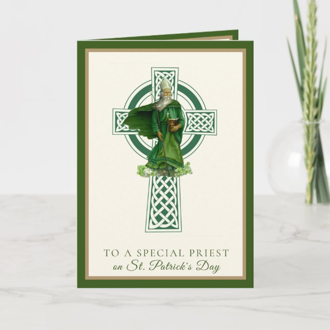 Catholic Priest St. Patrick's Day Shamrocks Card (Front)