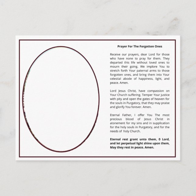 Catholic Purgatory Prayer Jesus Good Shepherd Postcard (Front)