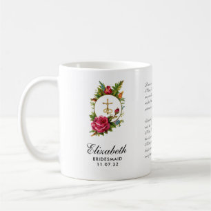 Catholic Red Roses Crucifix Prayer Bridesmaid  Coffee Mug