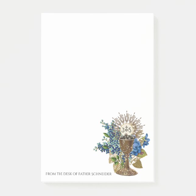 Catholic Religious Communion Chalice Host Flowers Post-it Notes (Front)