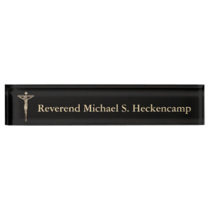 Catholic Religious Crucifix Cross Jesus Priest Nameplate