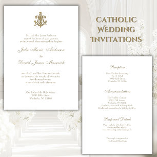 Catholic Religious Gold Mary Wedding Invitation