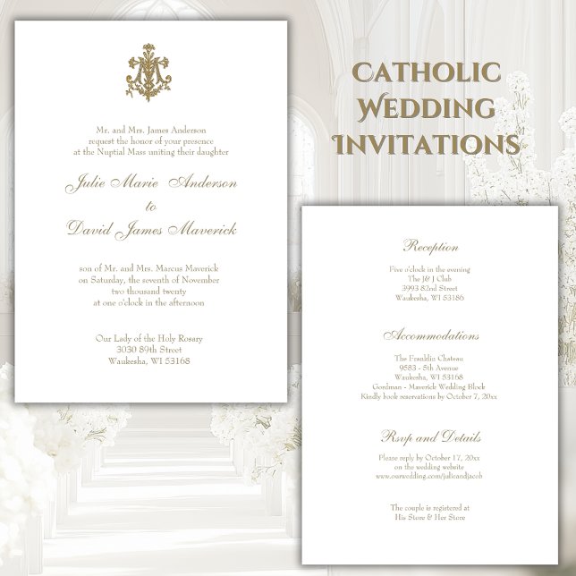Catholic Religious Gold Mary Wedding Invitation (Creator Uploaded)