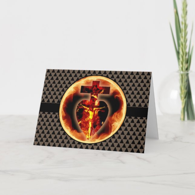 Catholic Religious Holy Trinity Jesus on Crucifix Thank You Card (Front)