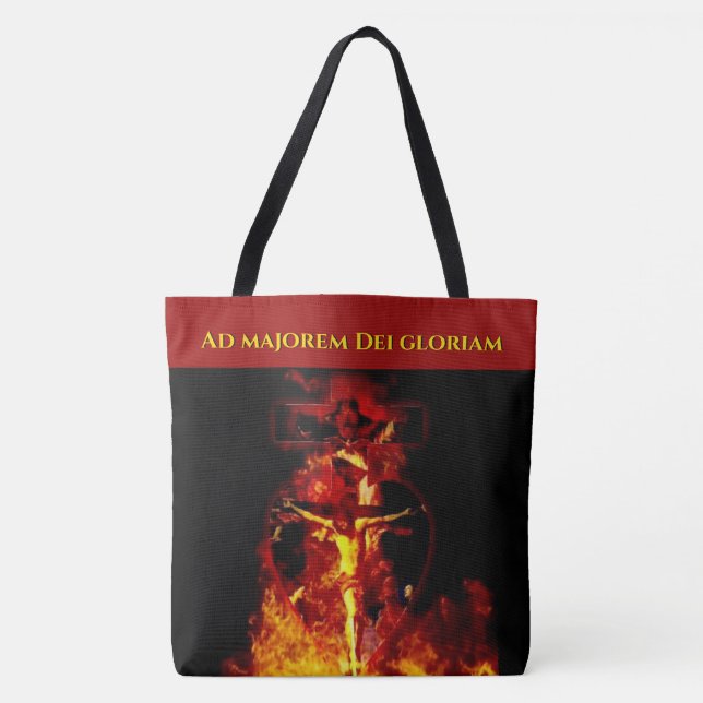 Catholic Religious Holy Trinity Jesus on the Cross Tote Bag (Front)