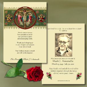 Catholic Religious Jesus Sympathy Funeral Holiday Thank You Card