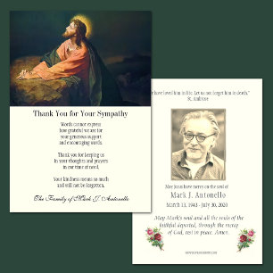 Catholic Religious Jesus Sympathy Funeral Thank You Card