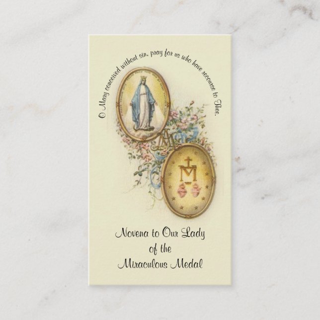 Catholic Religious Novena to Blessed Virgin Mary Business Card (Front)