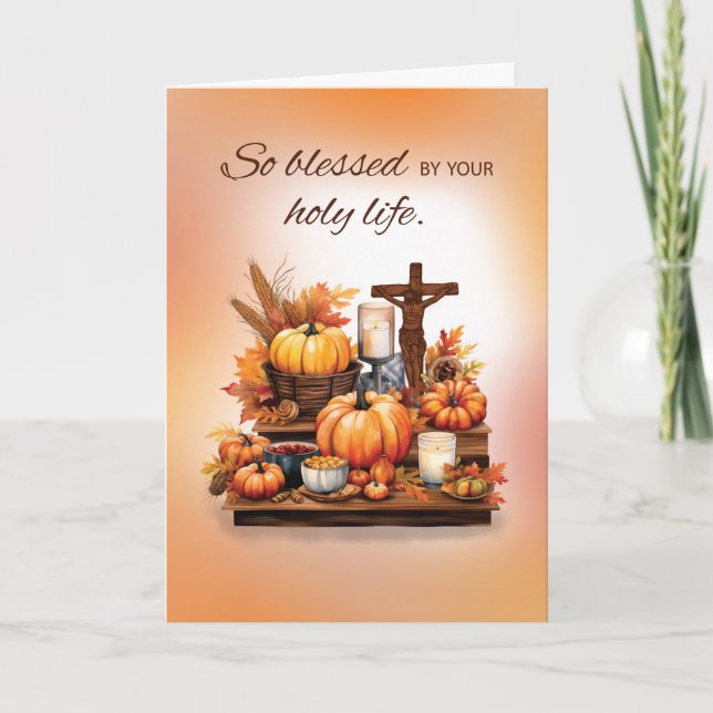 Catholic Religious Thanksgiving with Crucifix Card (Front)